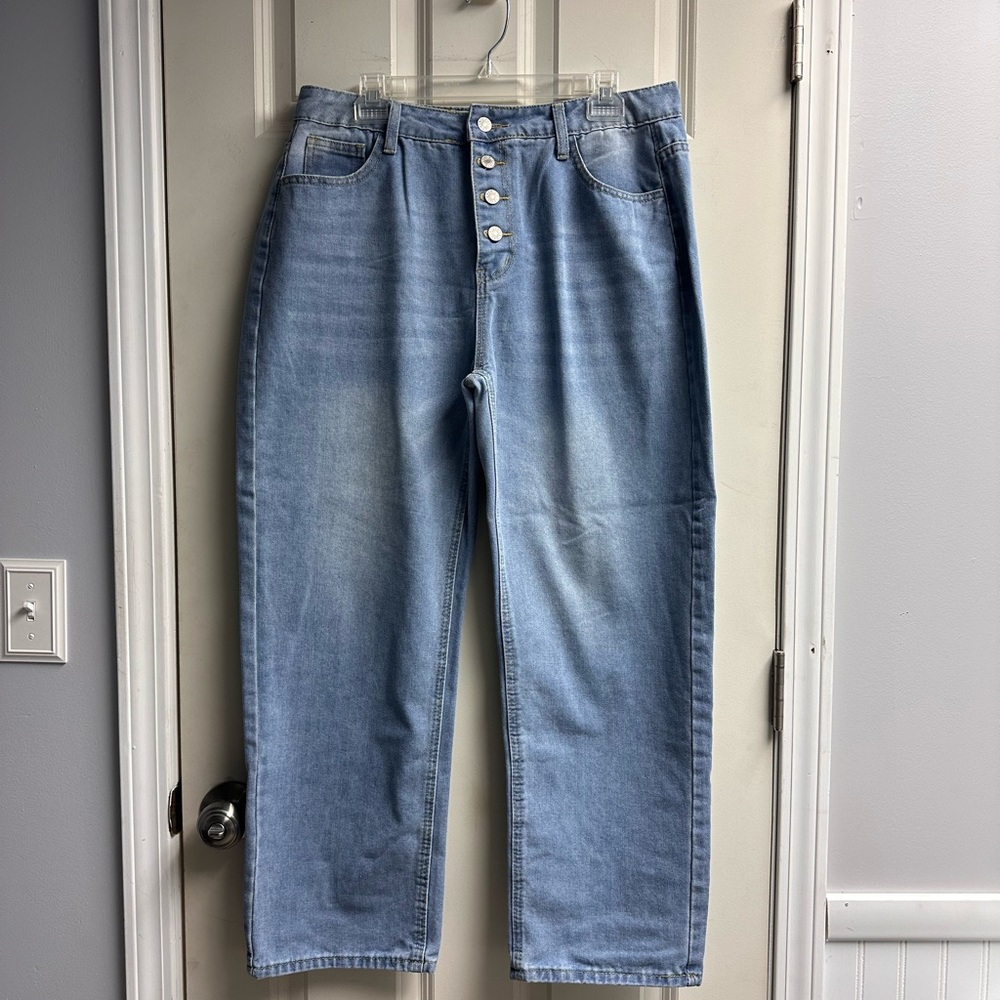 Light Blue Button-Fly Men's Jeans